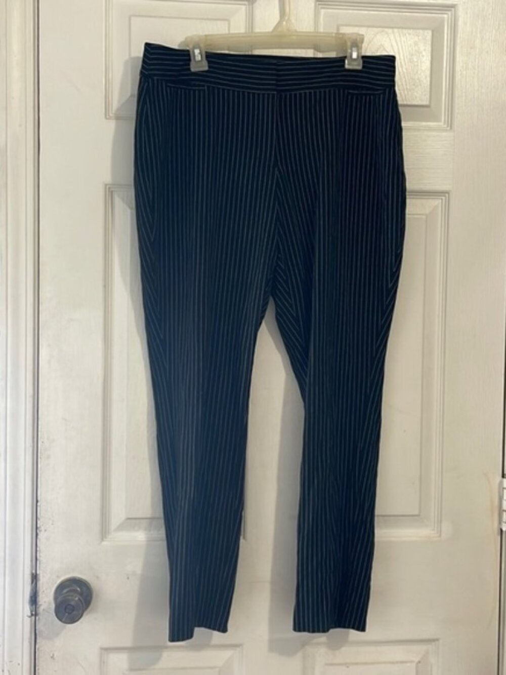 The limited black white pinstriped work career pants sz 12 straight leg trousers